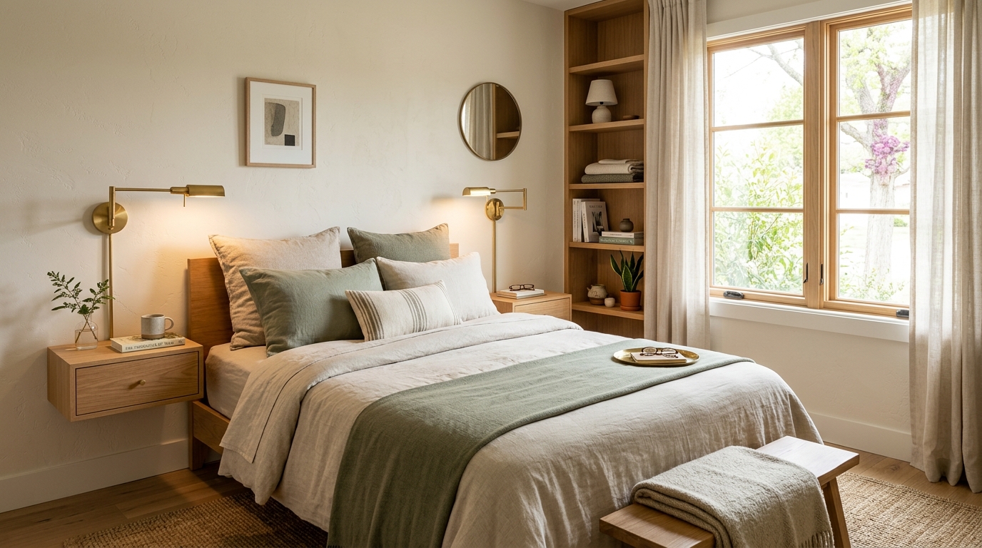 How to Decorate a Small Bedroom: Vertical Storage, Floating Units & Clearances